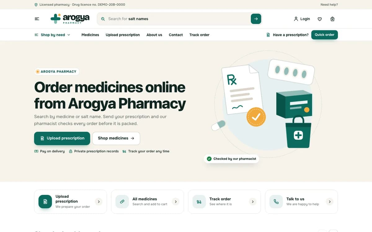 Arogya demo website