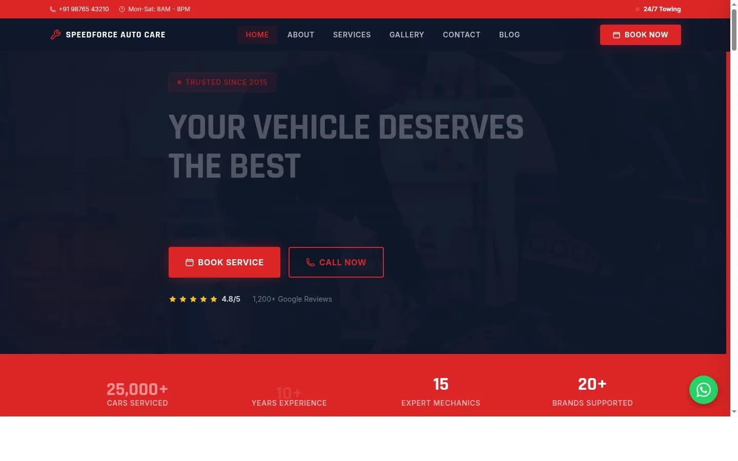 SpeedForce Auto Care demo website