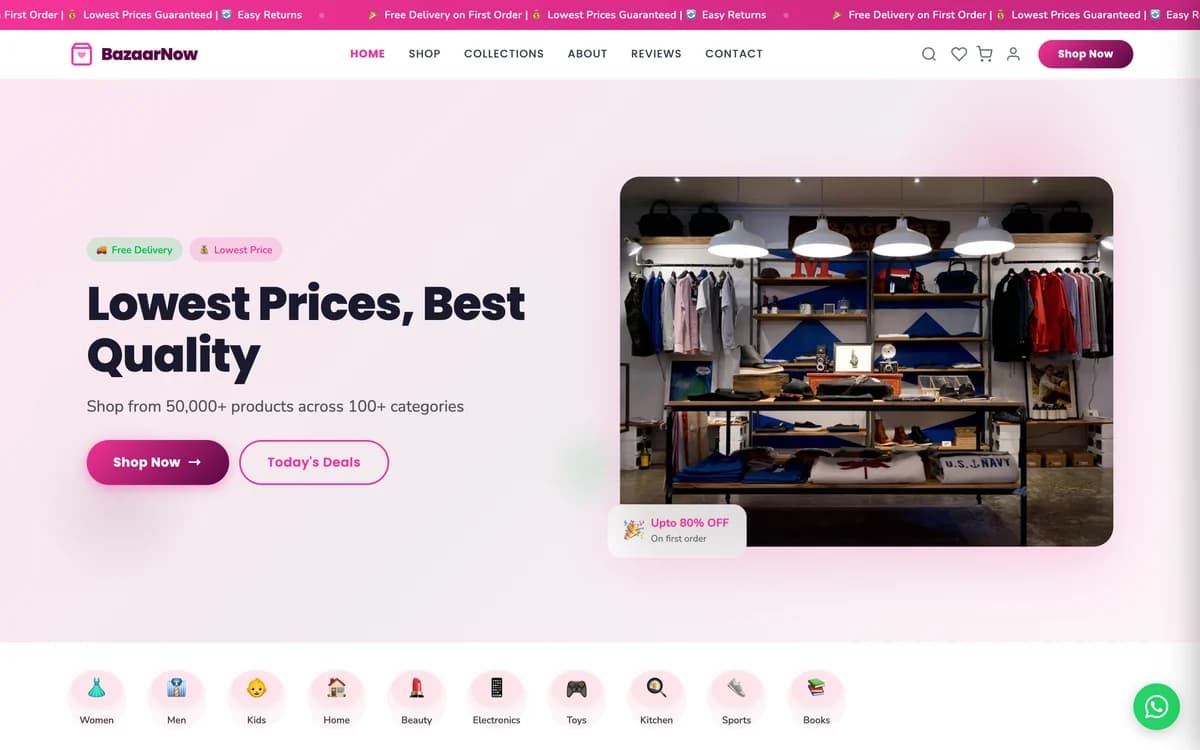 BazaarNow demo website