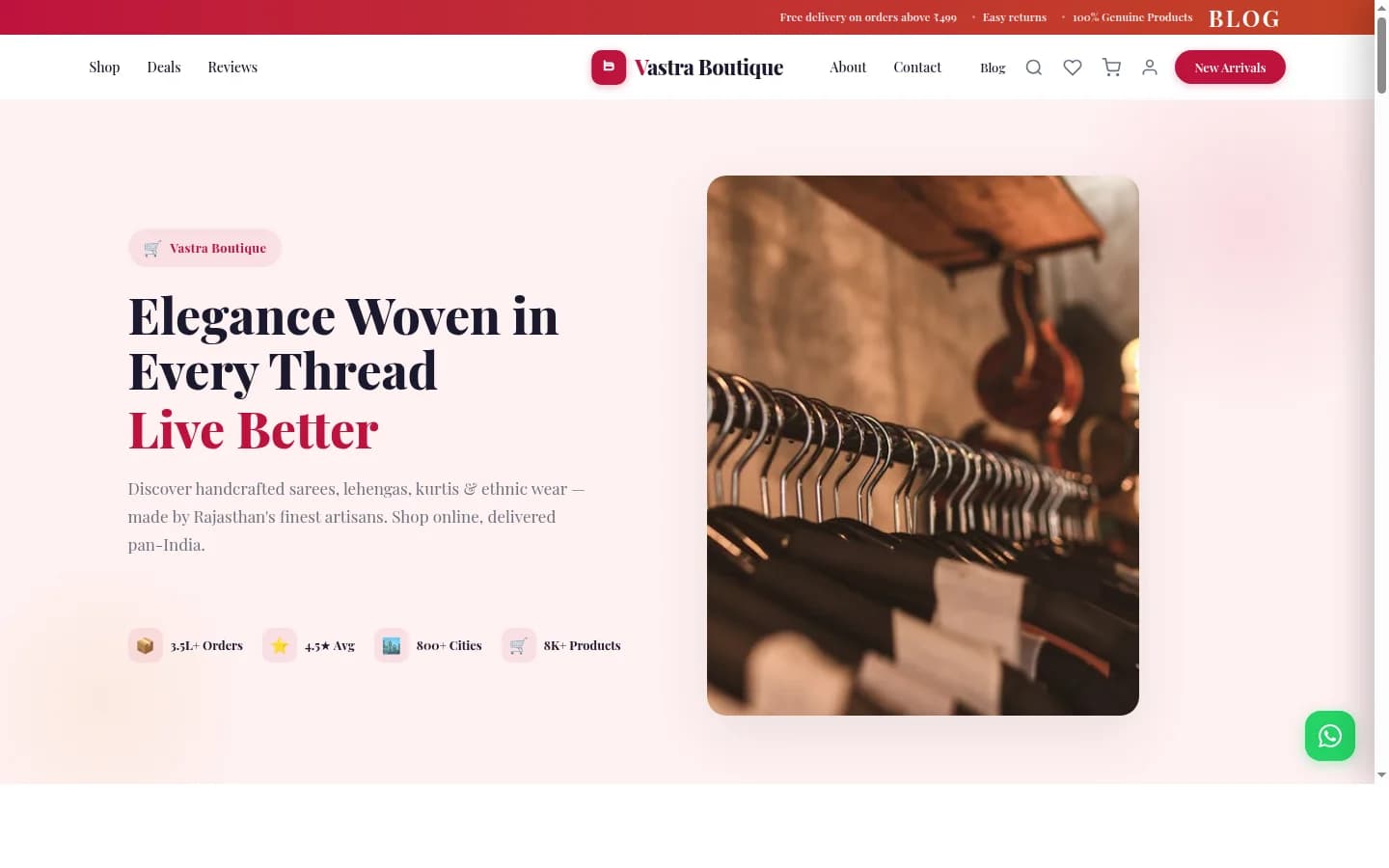 Vastra Boutique demo website