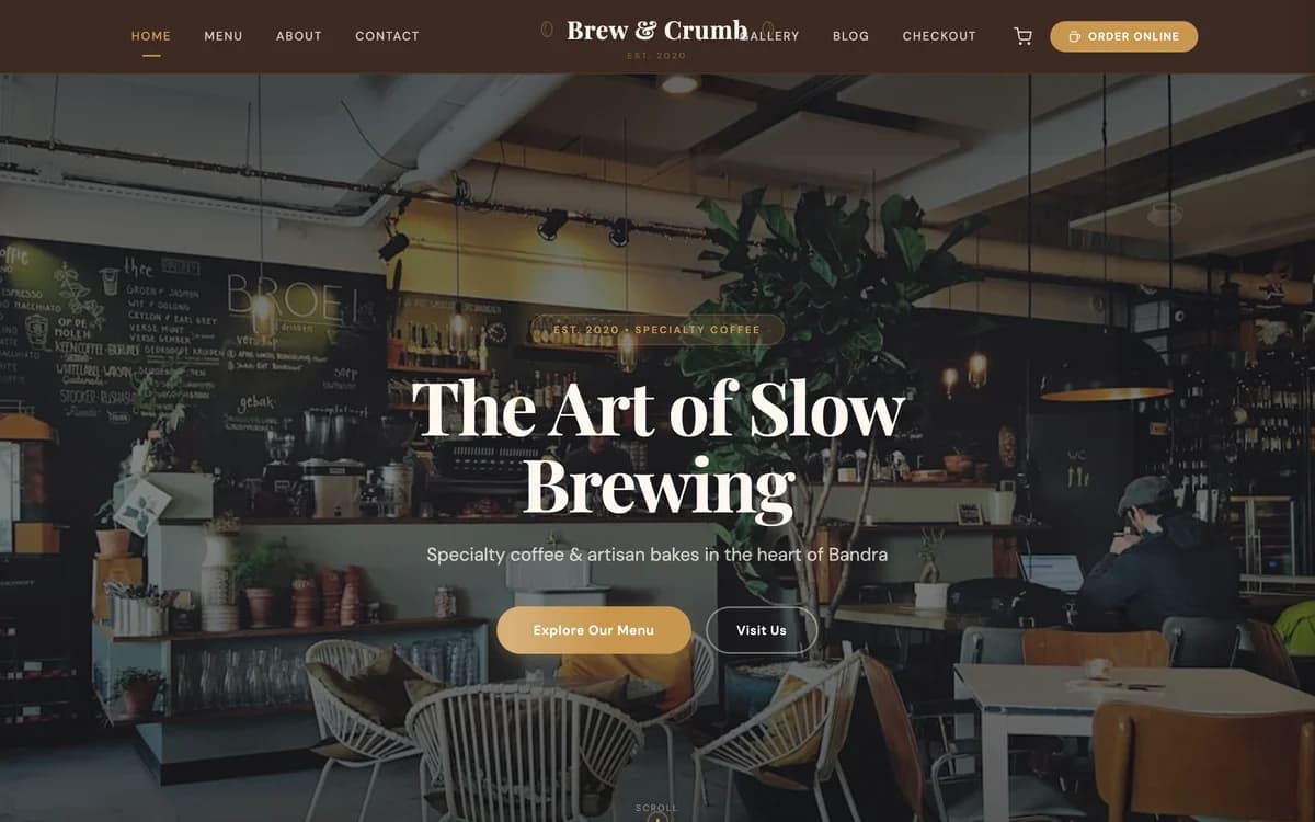 Brew & Crumb demo website