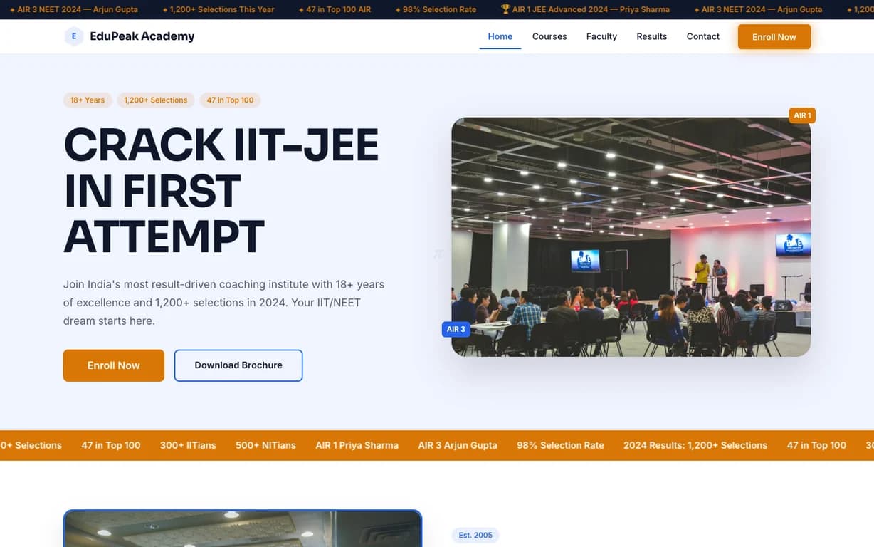EduPeak Academy demo website
