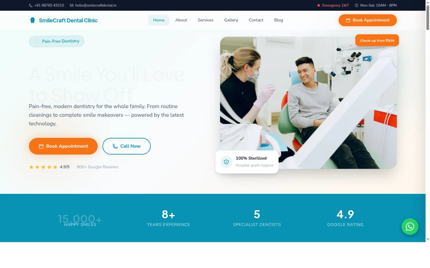 SmileCraft Dental demo website