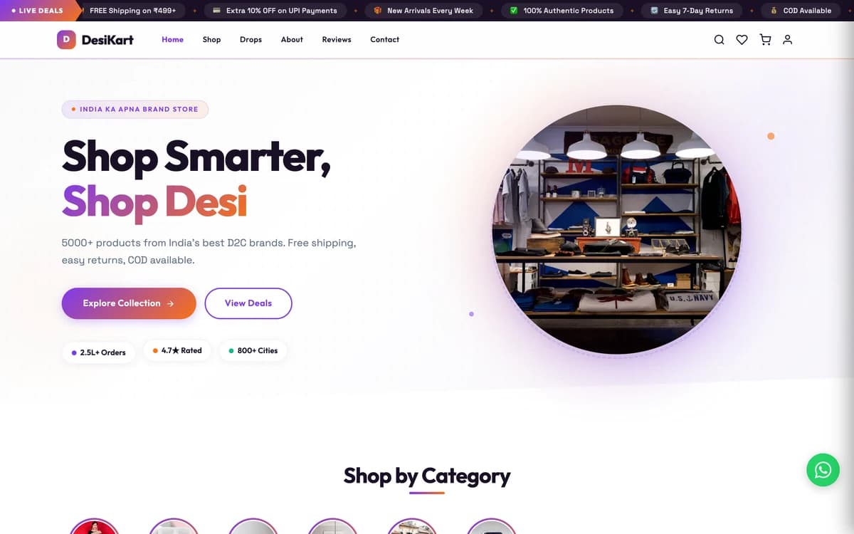 DesiKart demo website