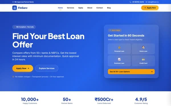 Finance & Loans website design