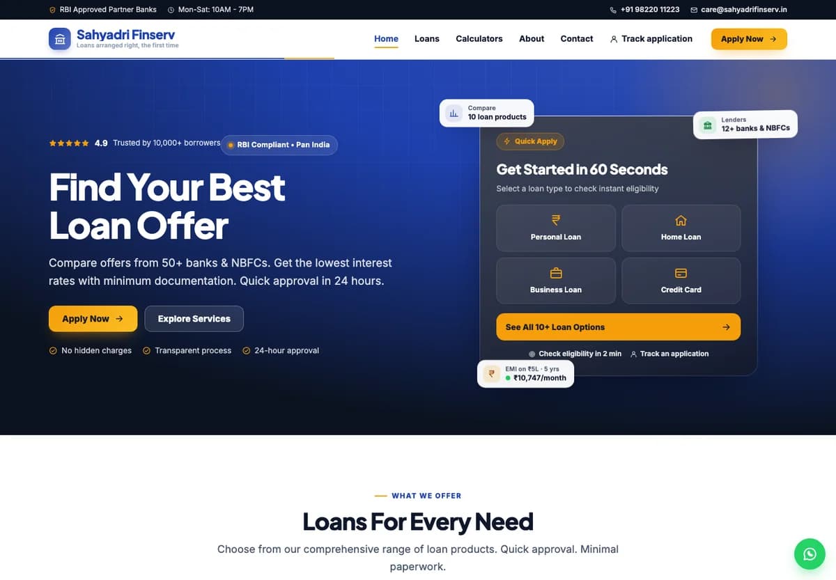 FinServ demo website