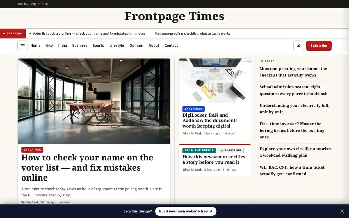 Frontpage demo website