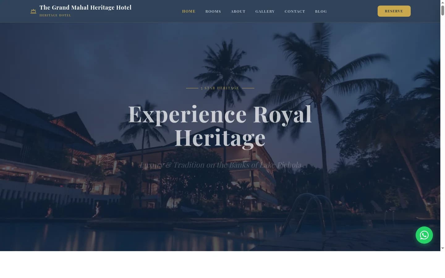 The Grand Mahal Heritage Hotel demo website