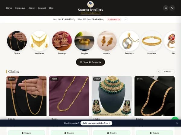 Jewellery Catalogue website design