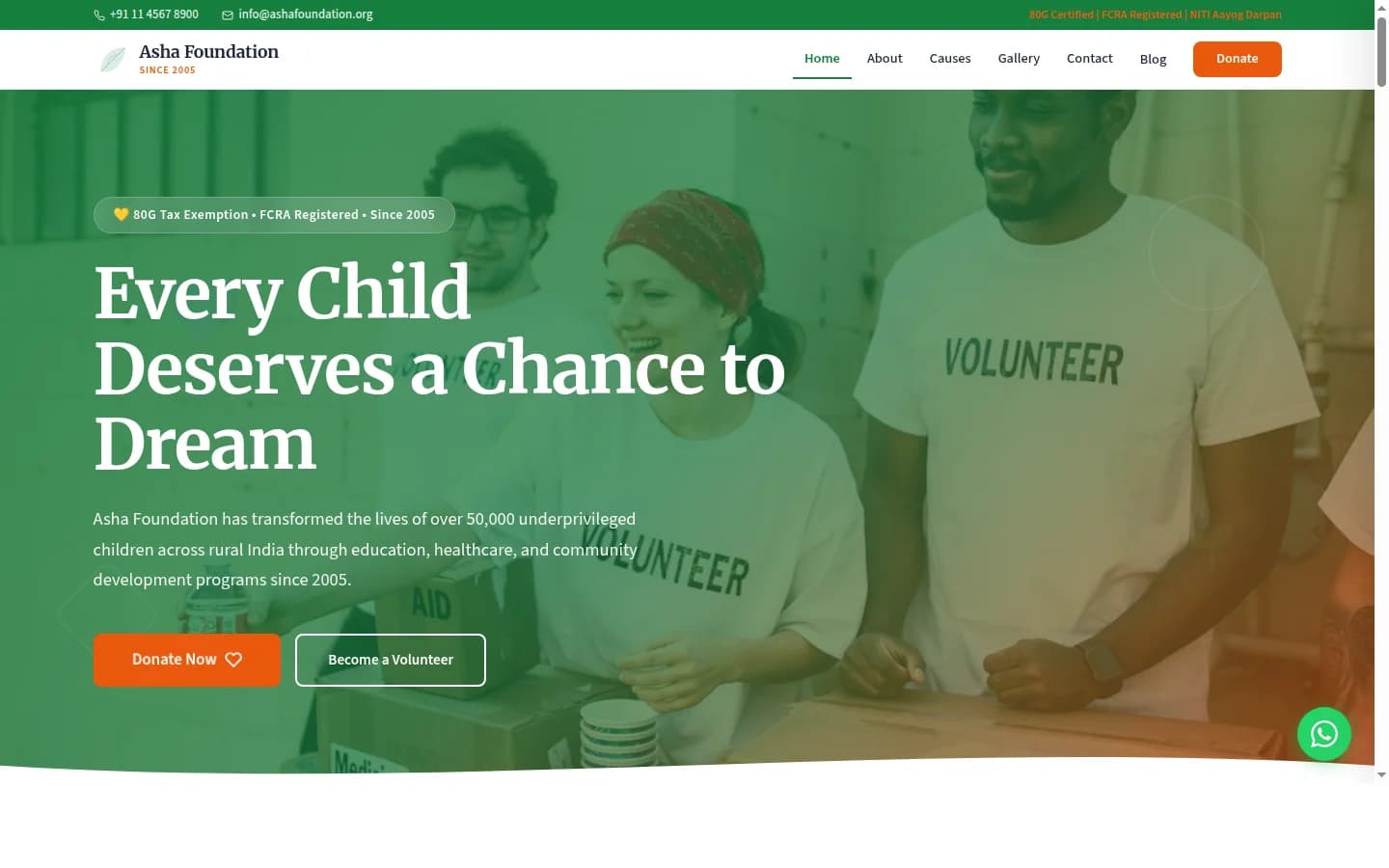 Asha Foundation demo website