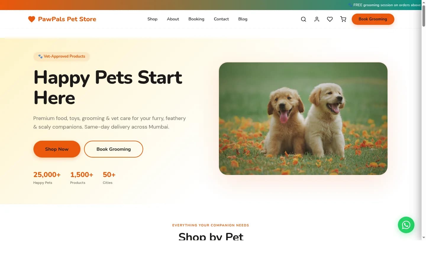 PawPals Pet Store demo website