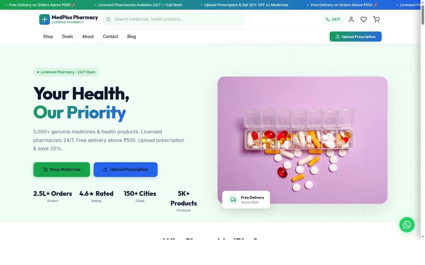 MedPlus Pharmacy demo website