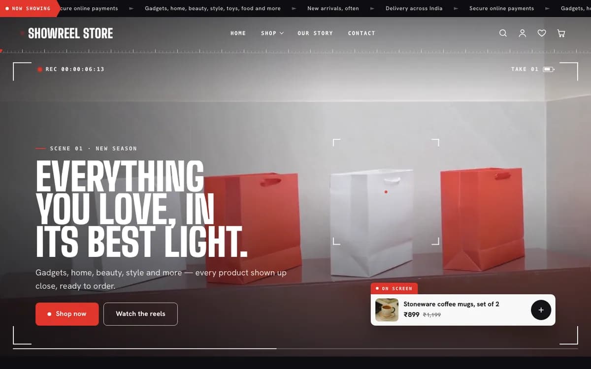 Showreel demo website