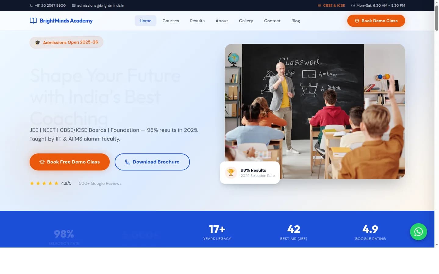 BrightMinds Academy demo website