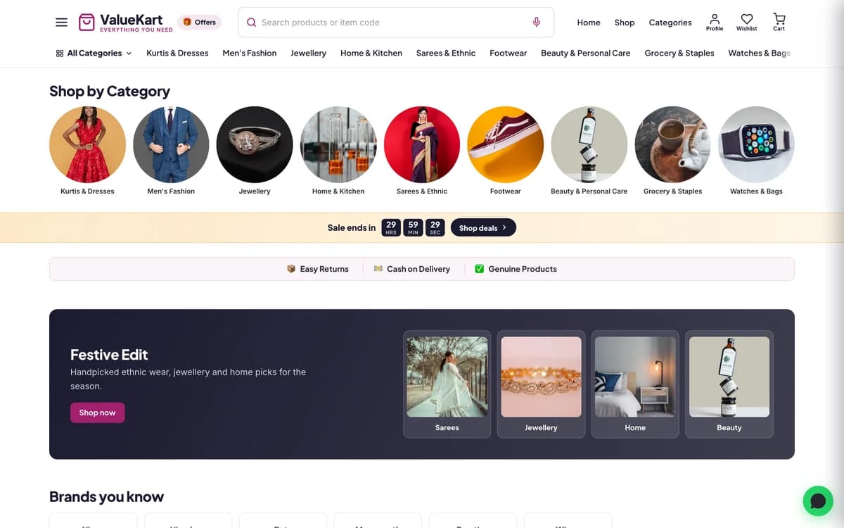 ValueKart demo website