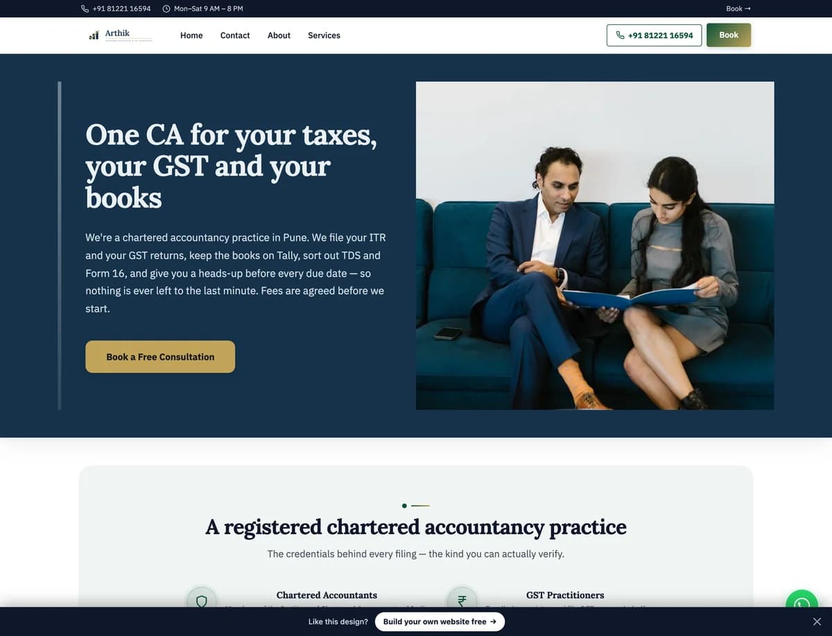 Arthik Advisors demo website
