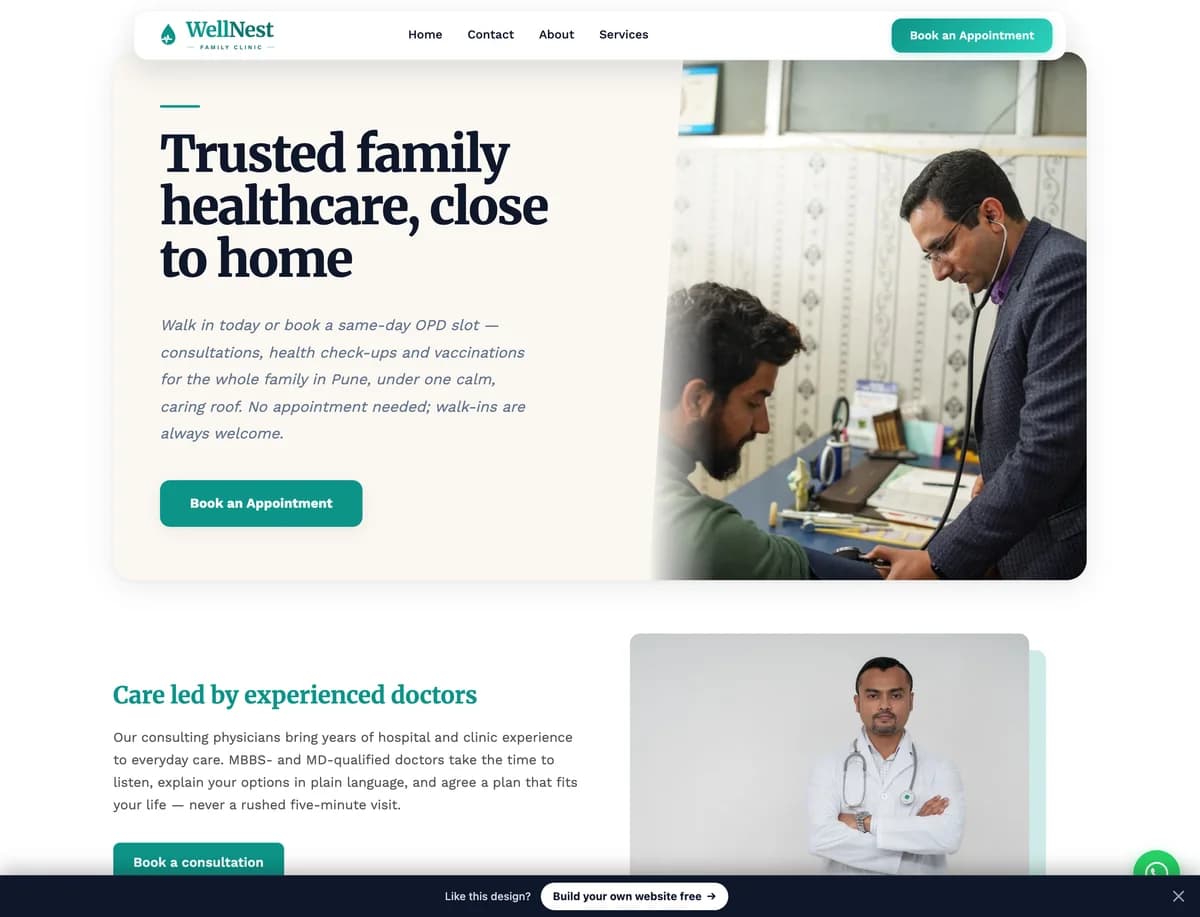 WellNest Clinic demo website