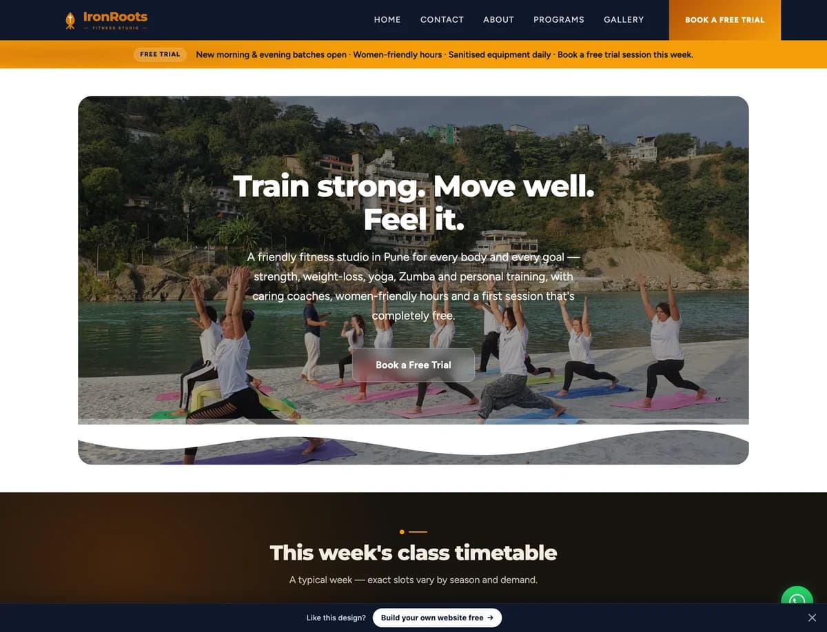 IronRoots Fitness demo website