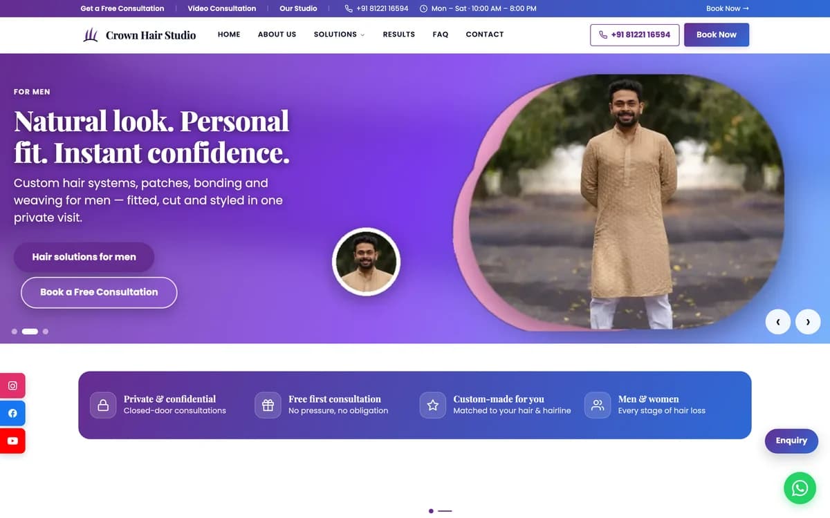 Crown Hair Studio demo website