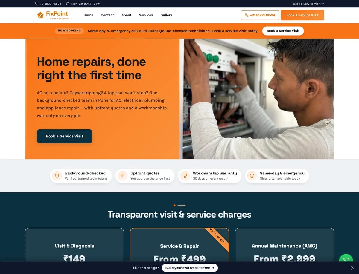 FixPoint Home Services demo website